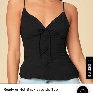 Lulus Ready or Knot Black Lace Up Cami Top